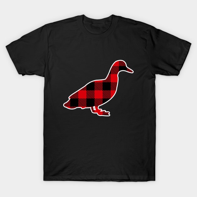 Duck Red Plaid Pattern Christmas Pajama Funny Gift T-Shirt by norhan2000